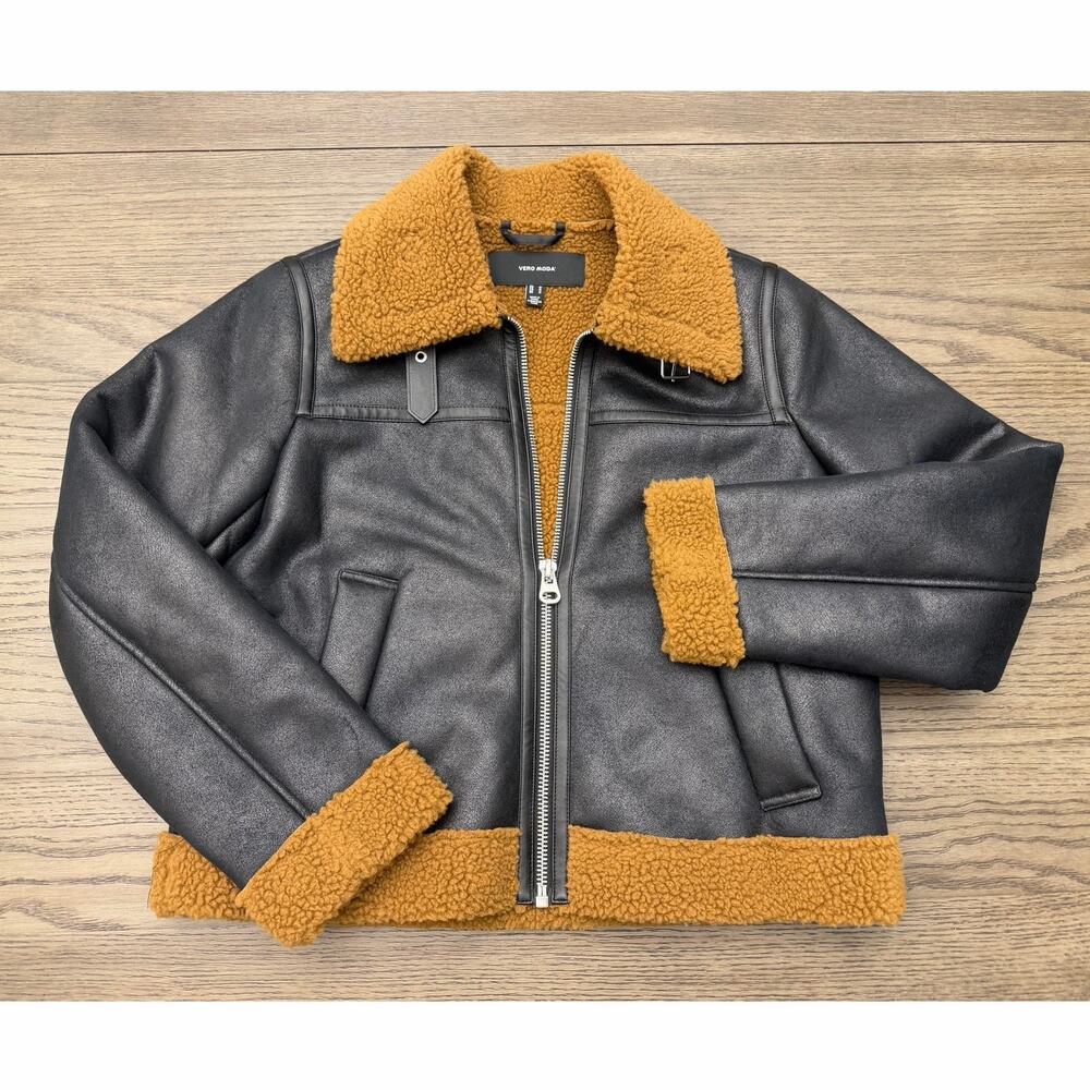 Vero Moda Faux Suede Sherpa Aviator Jacket Women’s Medium